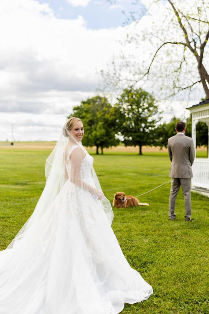 dog in wedding first look, lancaster pa