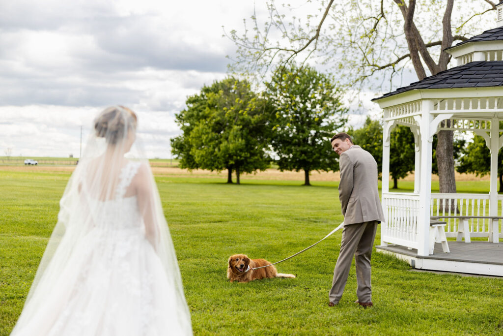 dog in wedding first look, lancaster pa