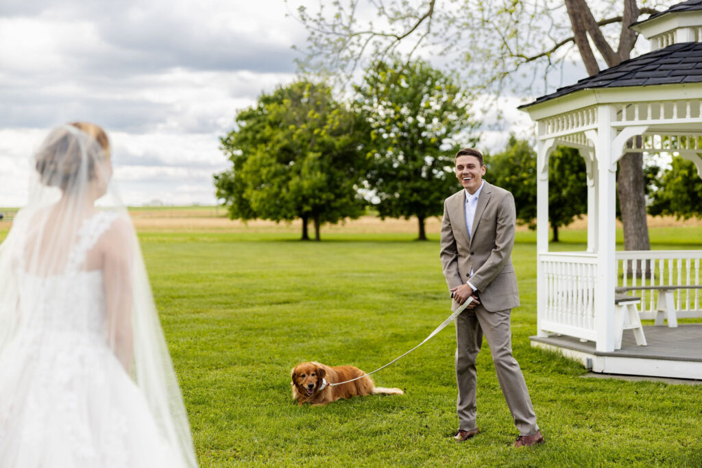 dog in wedding first look, lancaster pa